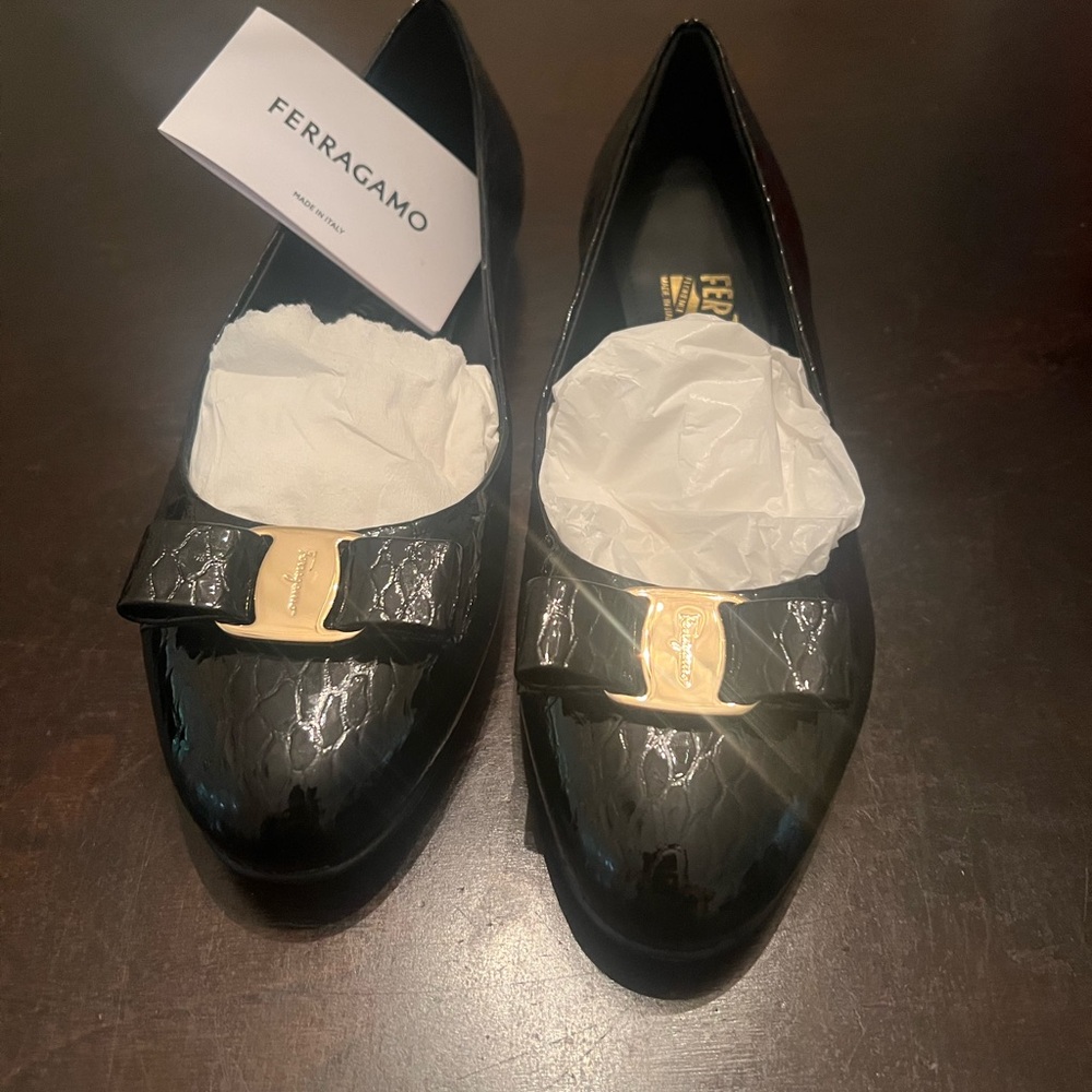 Salvatore Ferragamo Black Flats Timeless Elegance